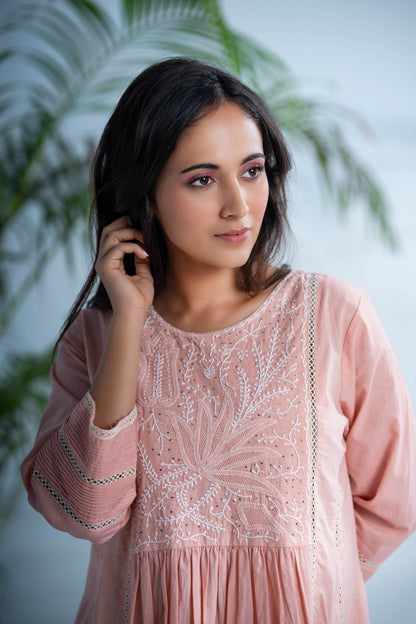 Rozovo chikankari kurta