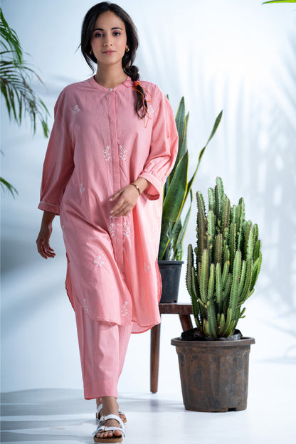 Cerise Pink Chikankari kurta