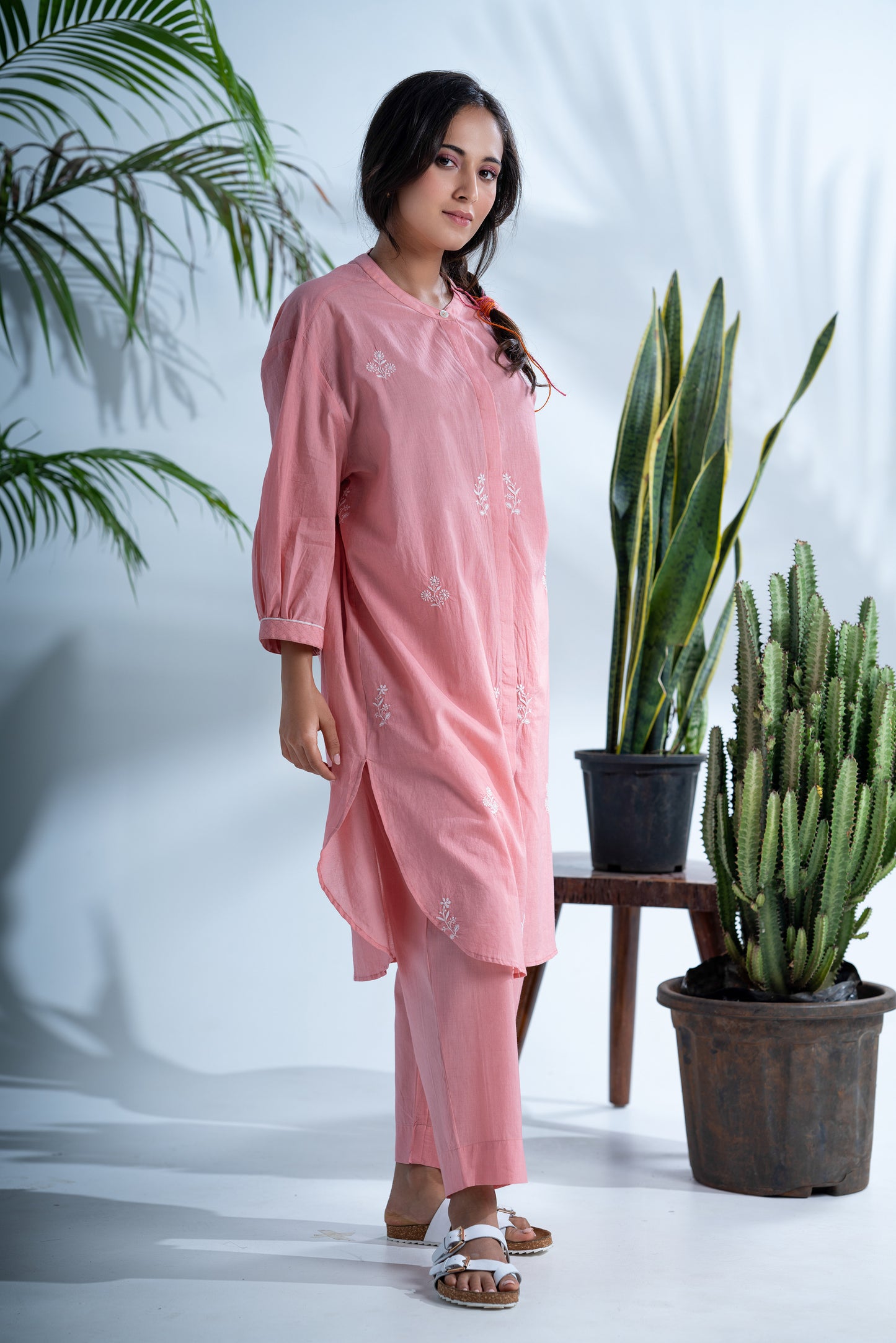Cerise Pink Chikankari kurta