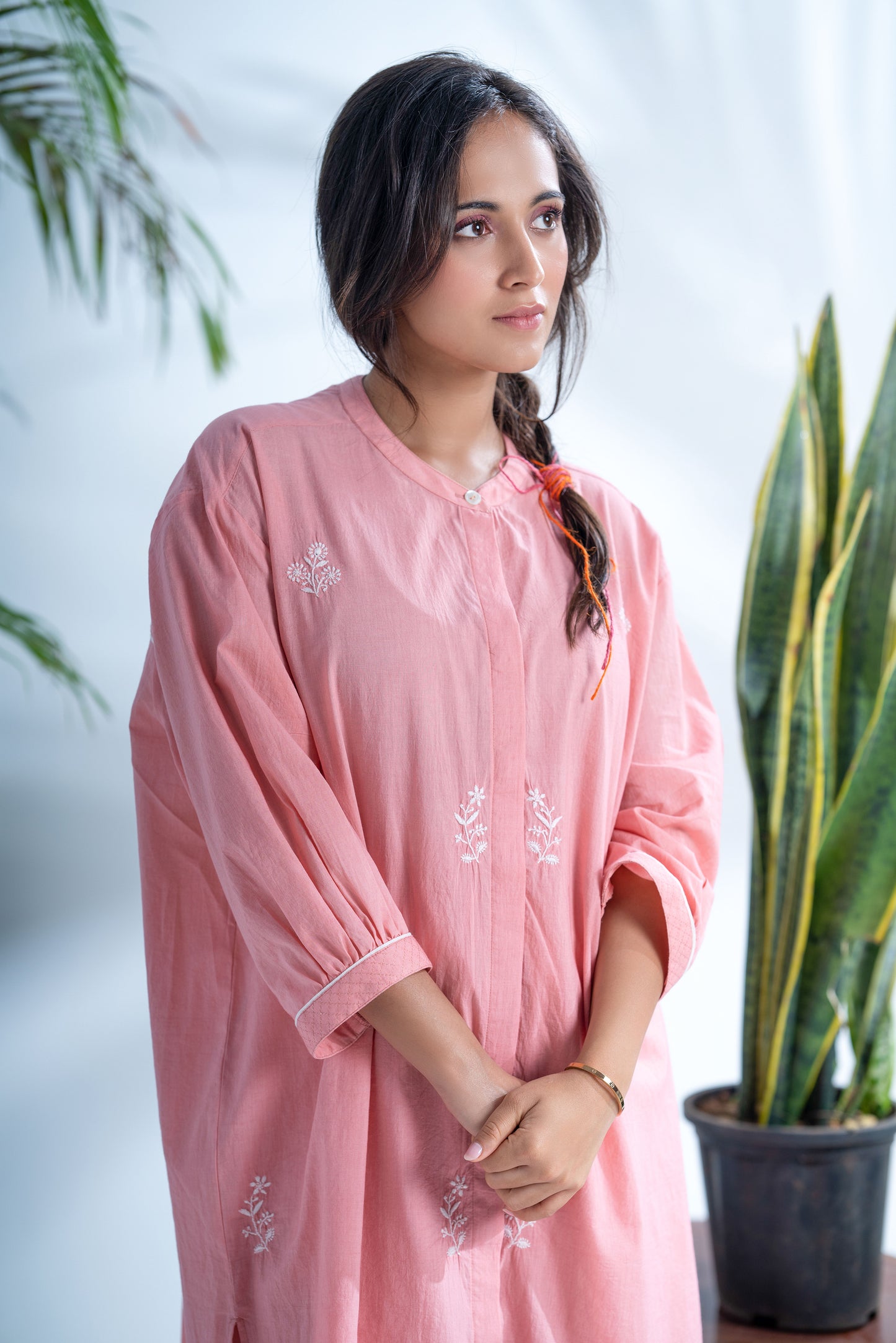 Cerise Pink Chikankari kurta